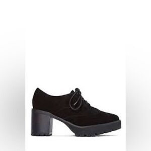 Jeffrey Campbell Havanas last KIDDO black suede block heel Oxford shoes size 7.5